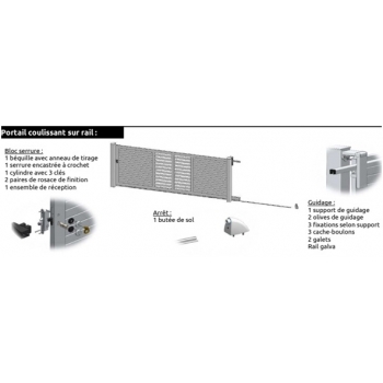 Portail Coulissant - Aluminium - largeur 3 m à 6 m - semi ajouré - Seychelles