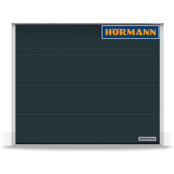 Porte de garage sectionnelle acier Hormann SandGrain gris anthracite RAL  7016 - l.300 x h.212,5 cm - motorisée