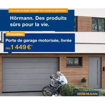 Porte de Garage Sectionnelle Motorisée - Rainures M lisse mat-Hormann-livrée